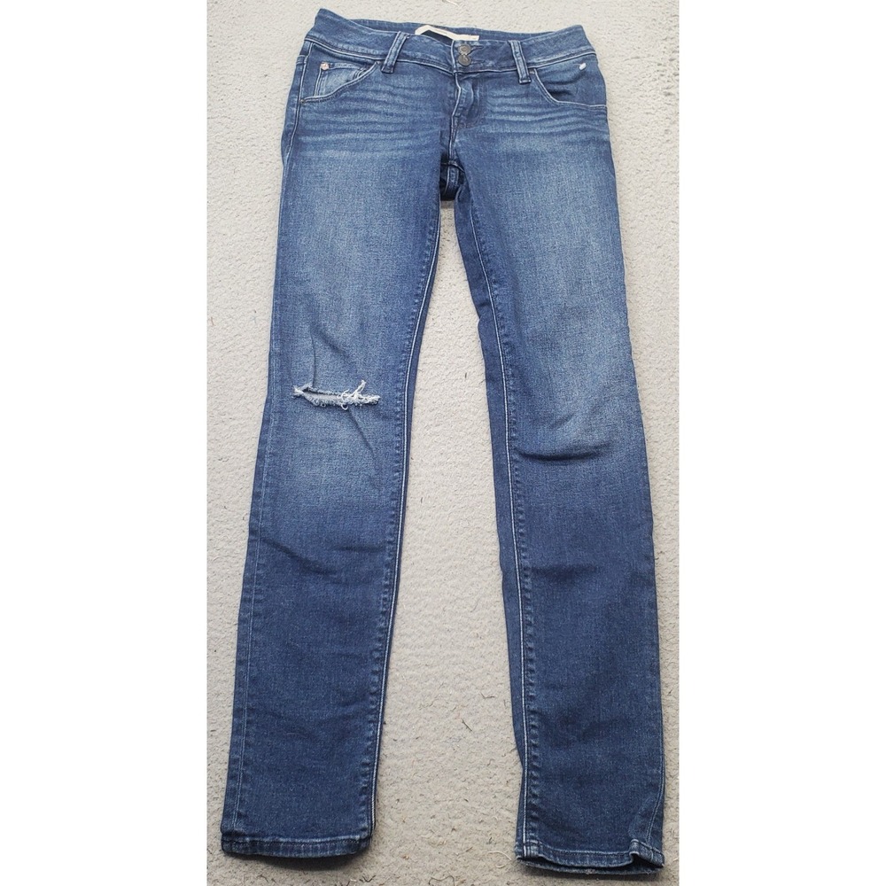 Hudson Jeans Womens 25 Blue Denim Faded Medium Wash Streetwear Grunge Distressed